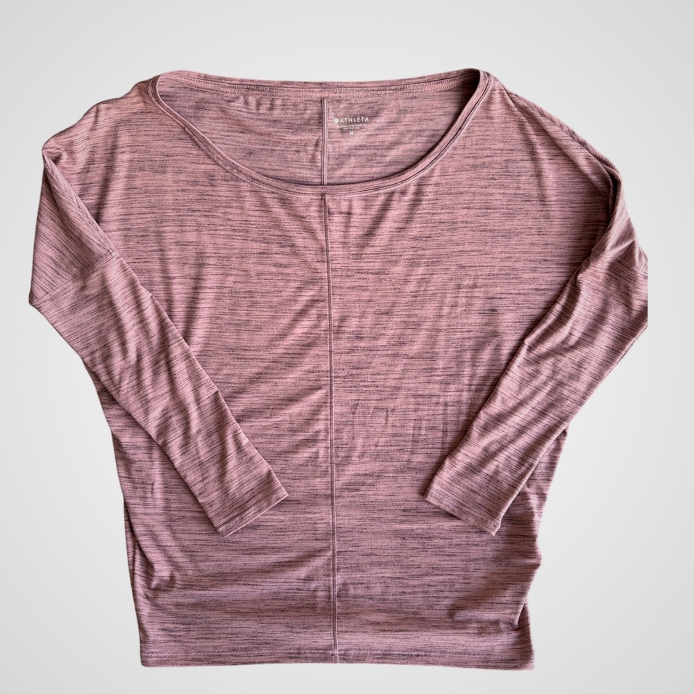 Athleta Purusha Top Mauve Space Dye Dolman Long Sleeve Boat Neck Pink Medium